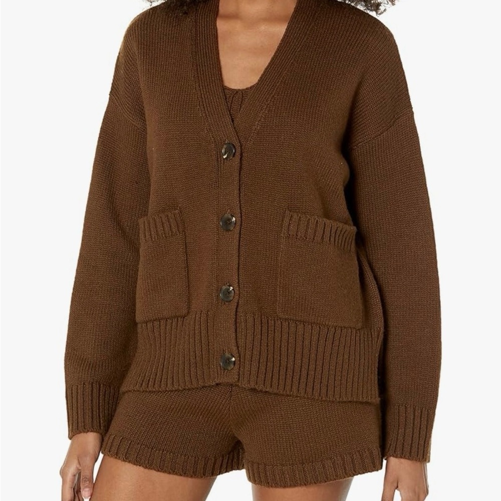 The Drop Women’s Brown Button-Front Cardigan Sweater
